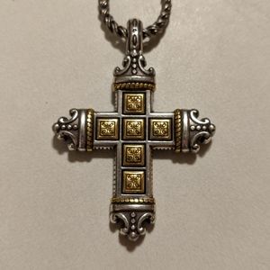 EVC BRIGHTON GOLD & SILVER CROSS NECKLACE
